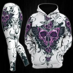 Flower Butterfly Skull Gothic Artwork Combo Hoodie and Leggings