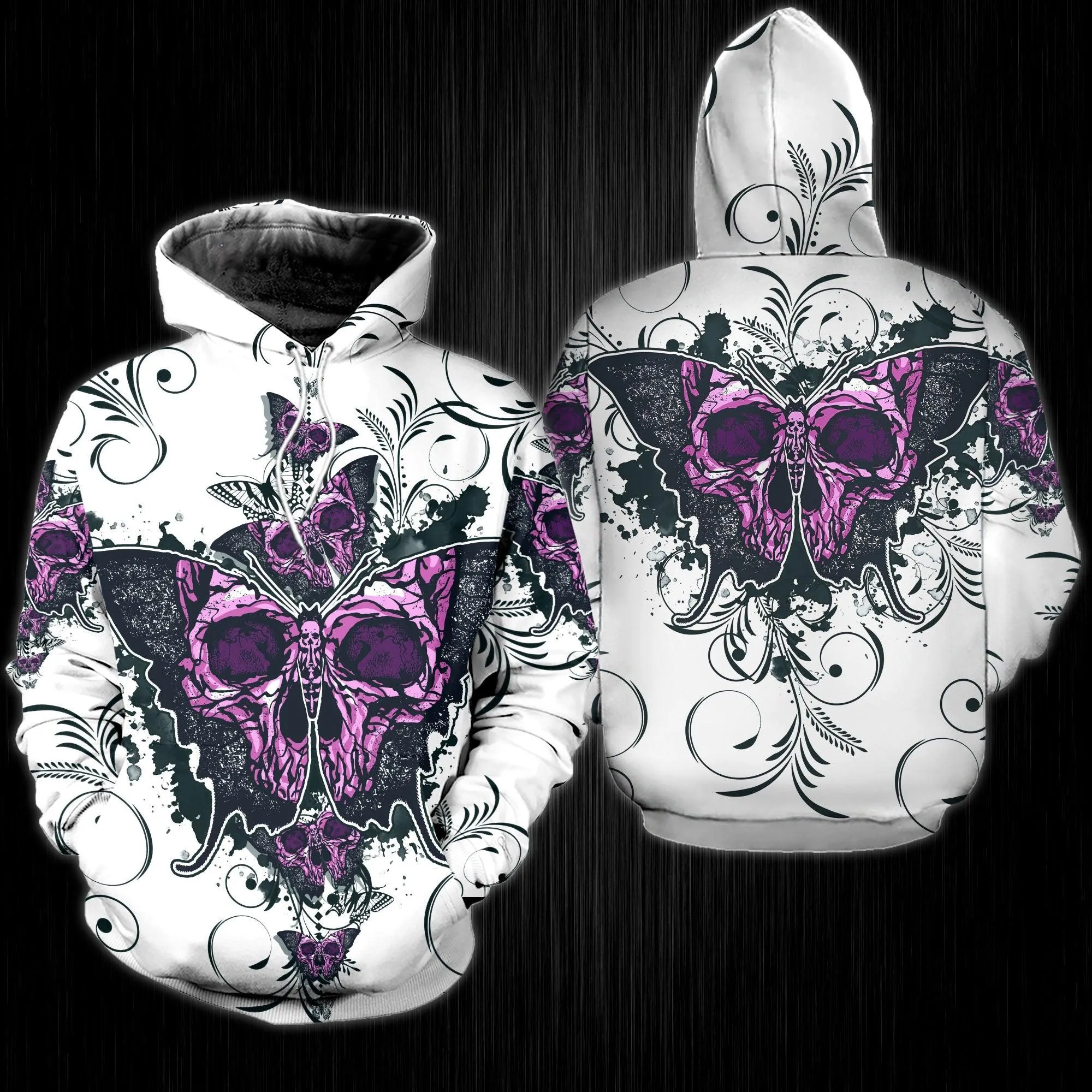 Flower Butterfly Skull Gothic Artwork Combo Hoodie and Leggings