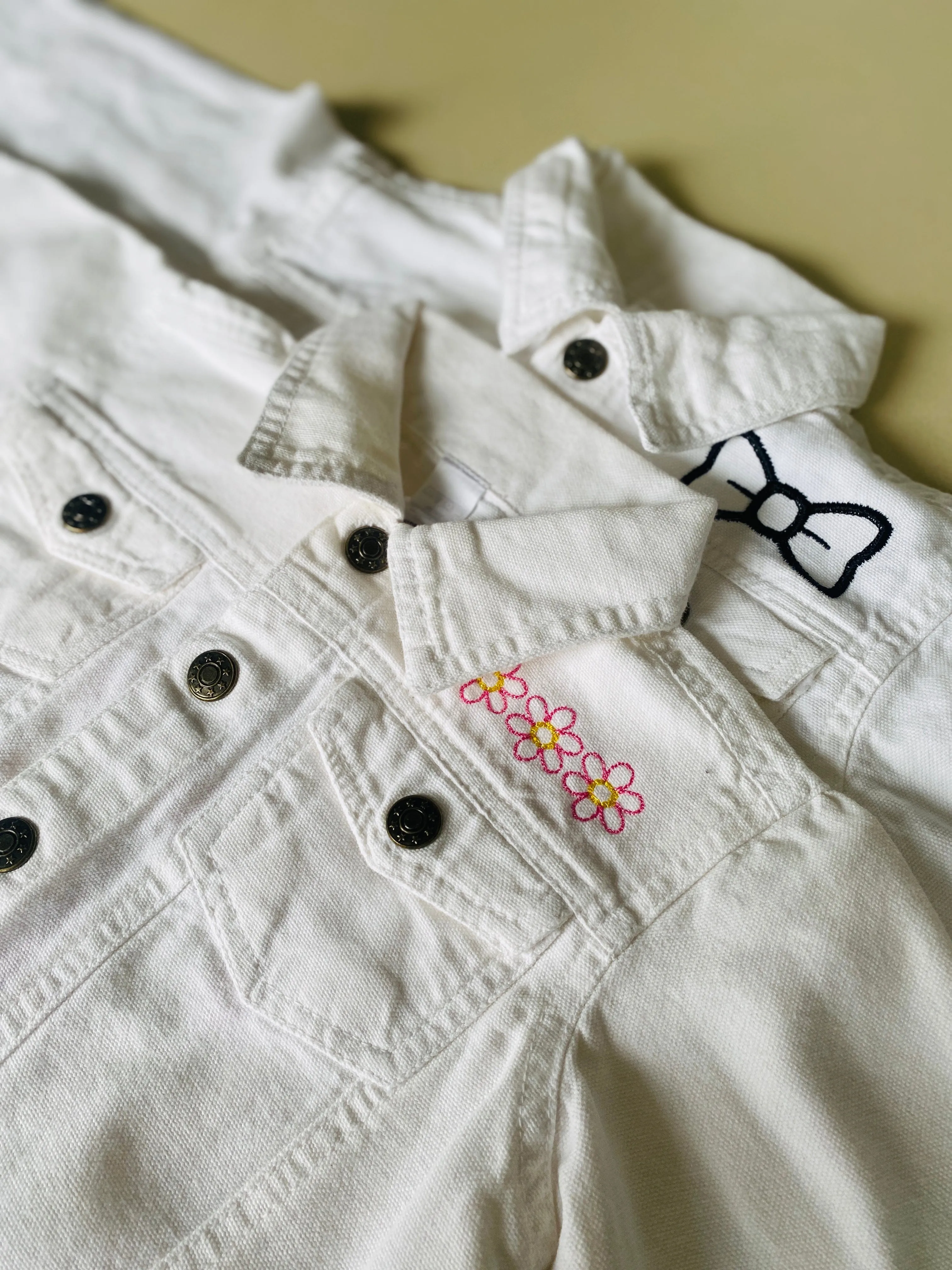 flower girl White Denim Jacket