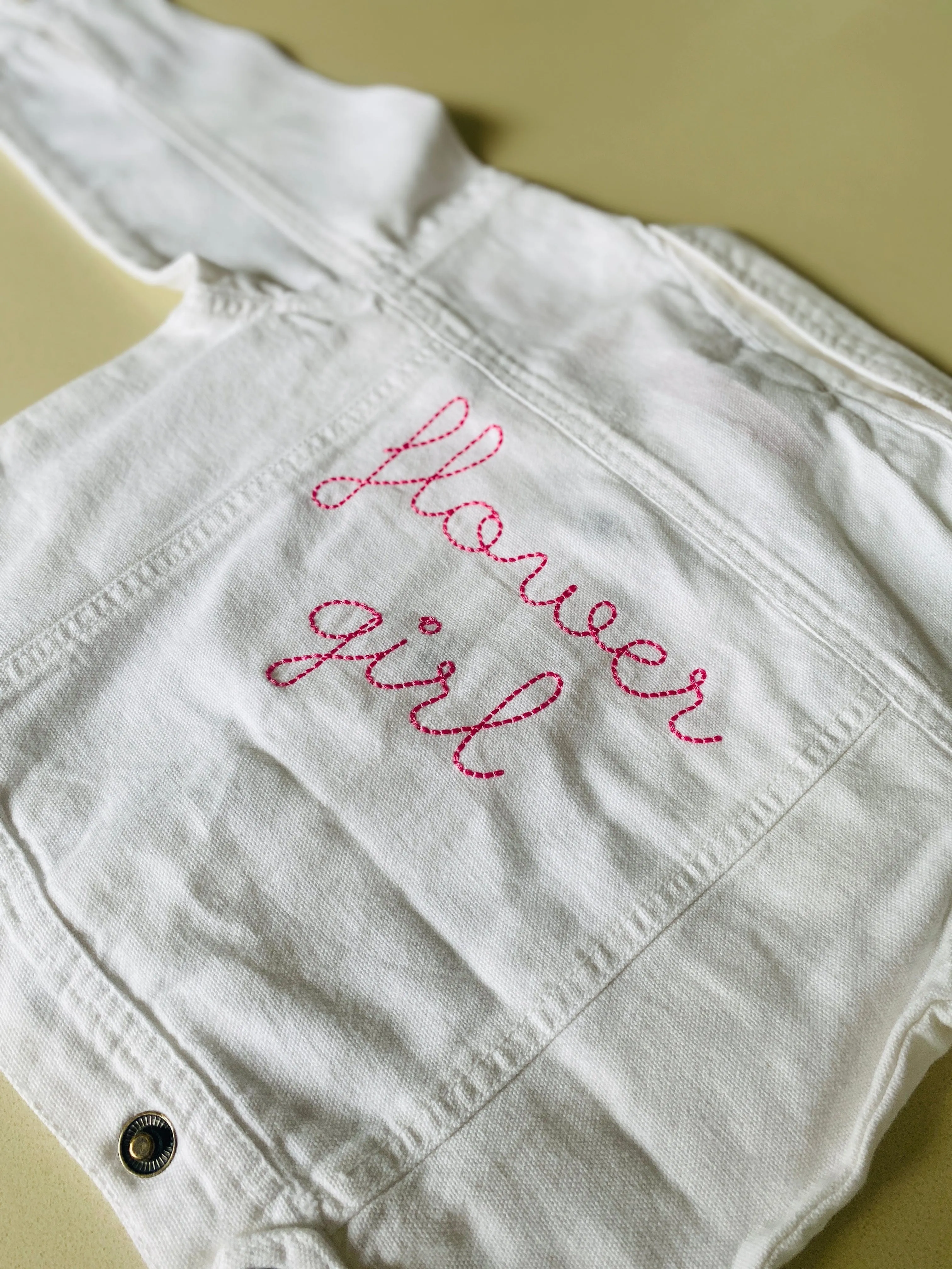 flower girl White Denim Jacket