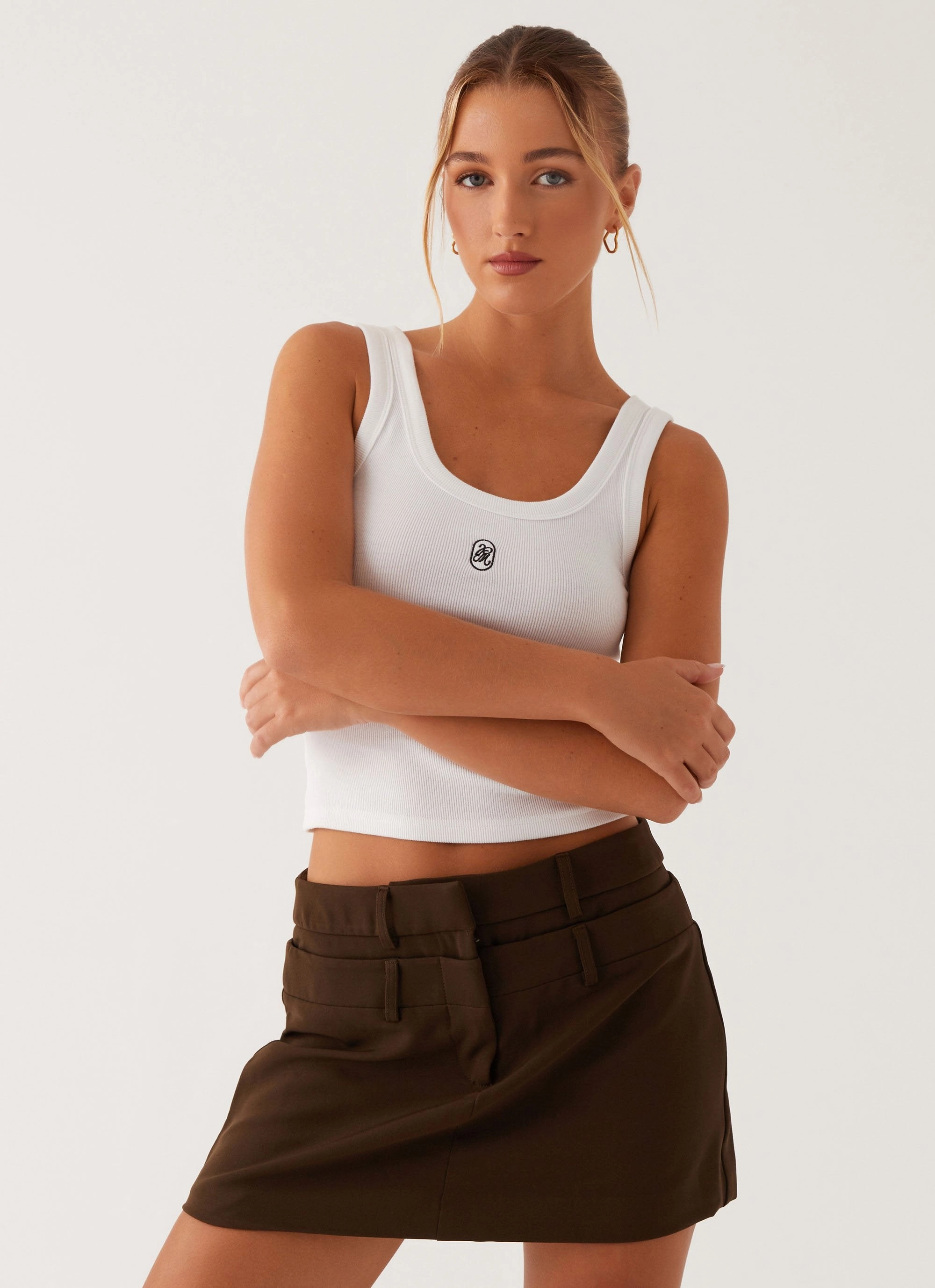 Smart Casual Solstice Mini Skirt - Khaki