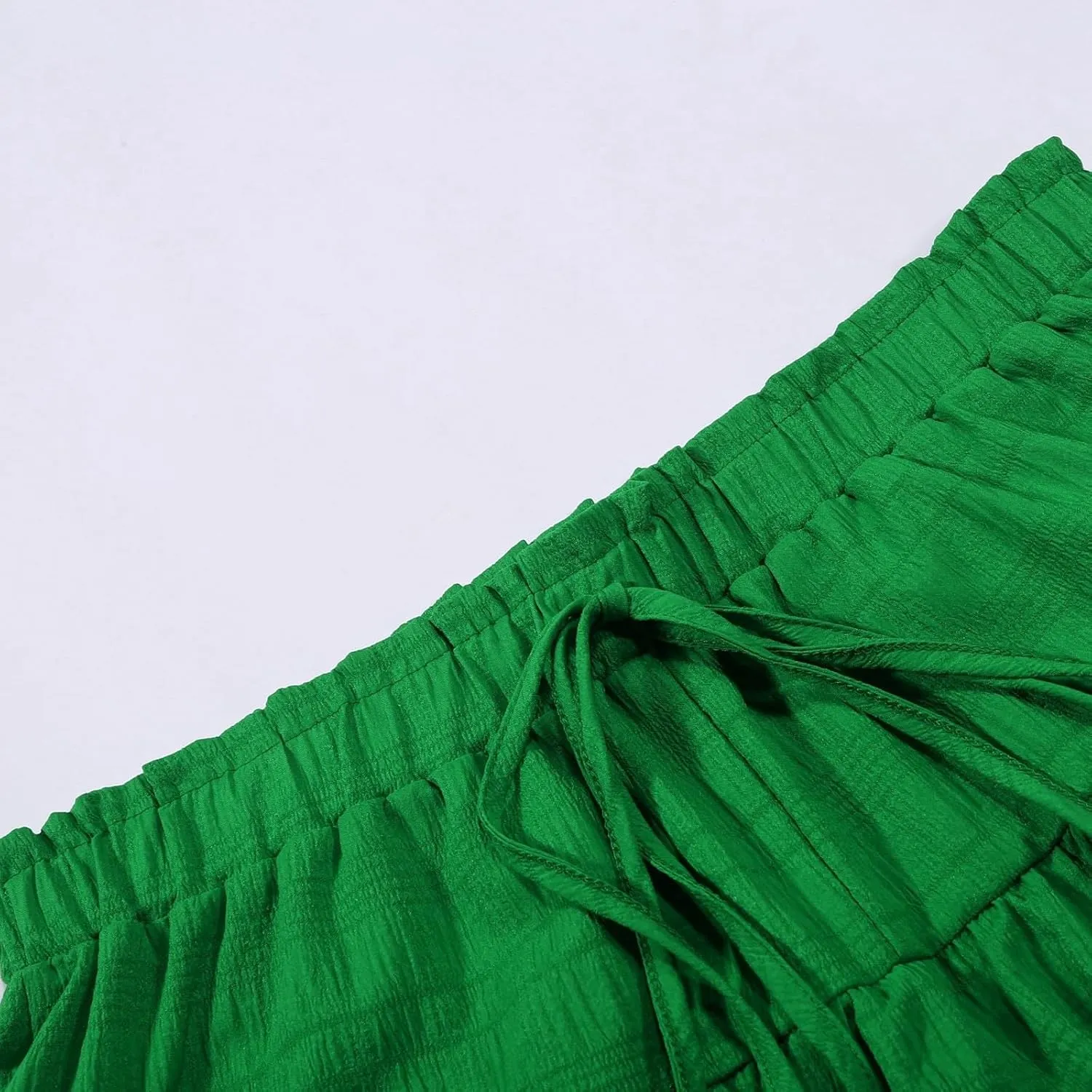 Flowy Summer Shorts for Women Lace Layered High Waist Elastic Mini Skirts Ruffle Hem Pleated Casual Swing Beach Skorts