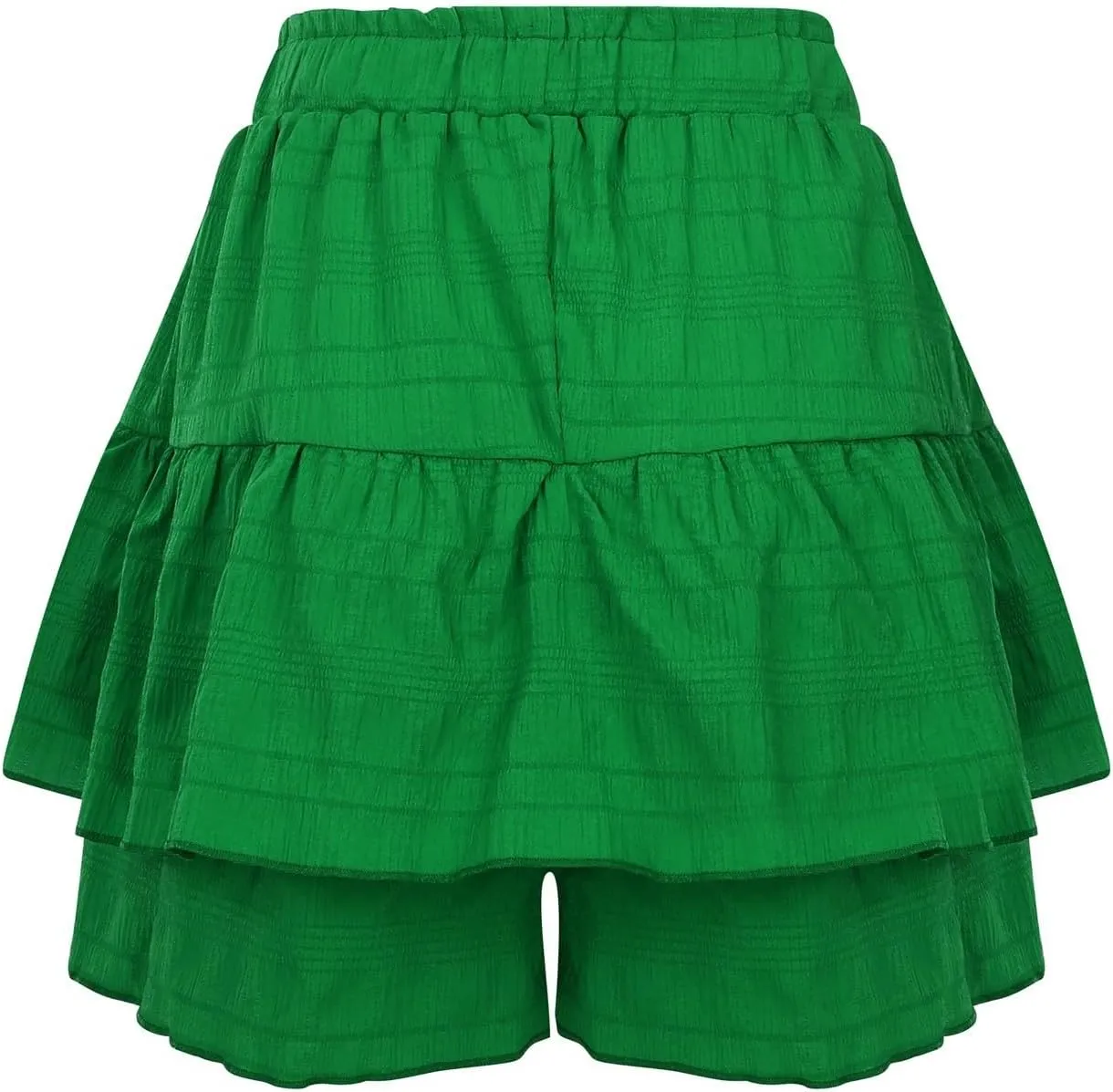 Flowy Summer Shorts for Women Lace Layered High Waist Elastic Mini Skirts Ruffle Hem Pleated Casual Swing Beach Skorts