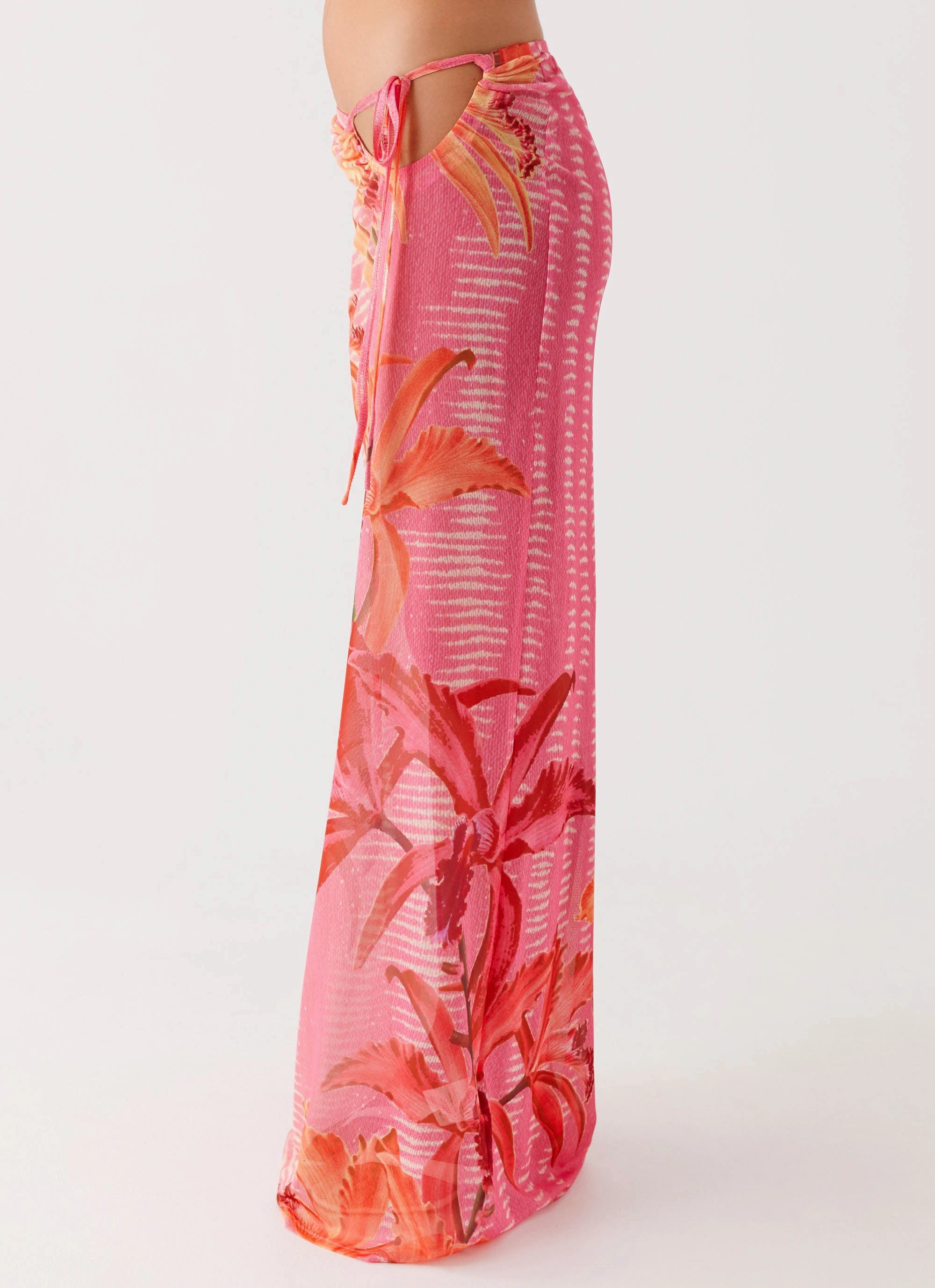 Clean Lines Jovani Maxi Skirt - Tropical Pink Print