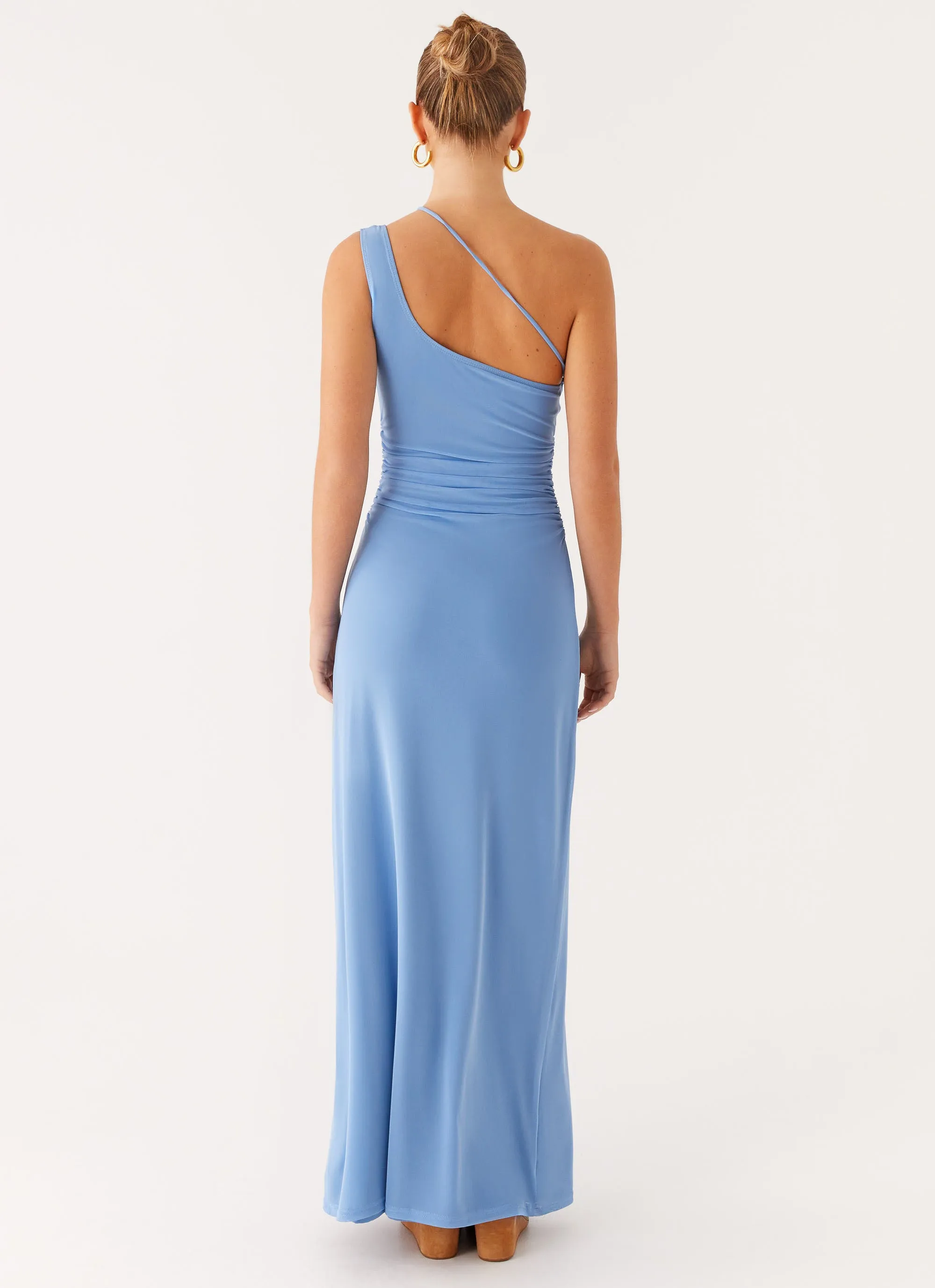 Larisa Maxi Dress - Cornflower Blue Fitted Look Sharp Detail