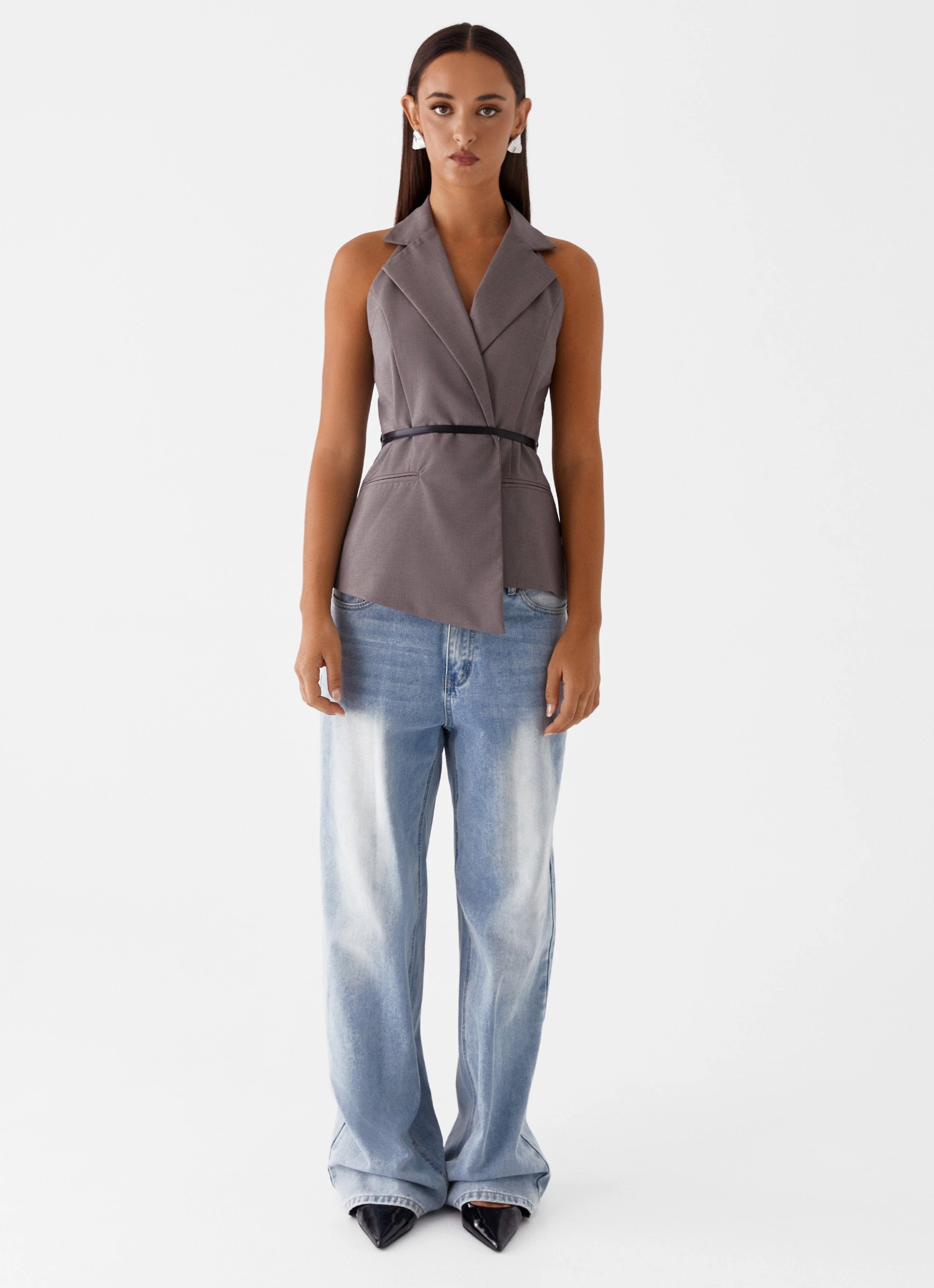 SnagResistant Fabric Marina Blazer Top - Grey