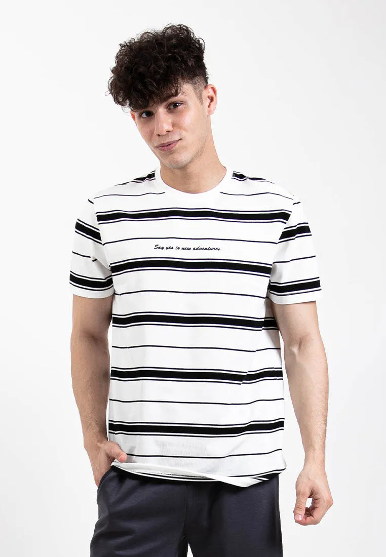 Forest Premium Premium Cotton Slim Fit Stripe Round Neck Tee T Shirt Men | Baju T Shirt Lelaki - 23857
