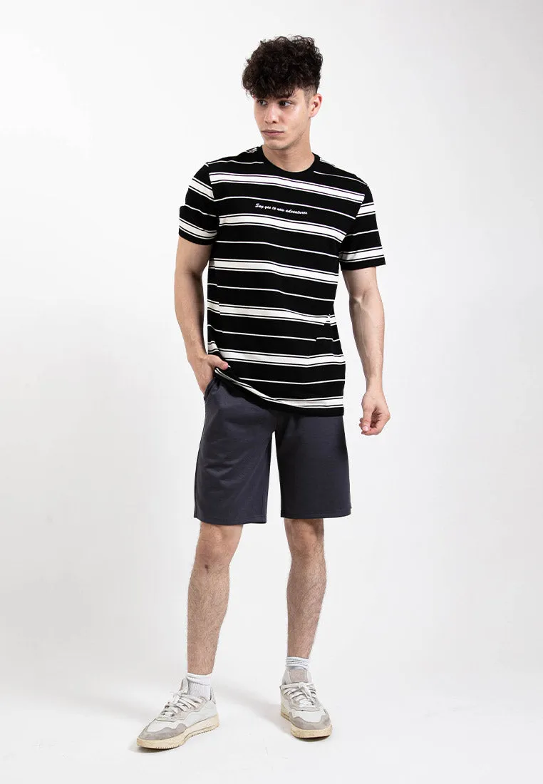 Forest Premium Premium Cotton Slim Fit Stripe Round Neck Tee T Shirt Men | Baju T Shirt Lelaki - 23857