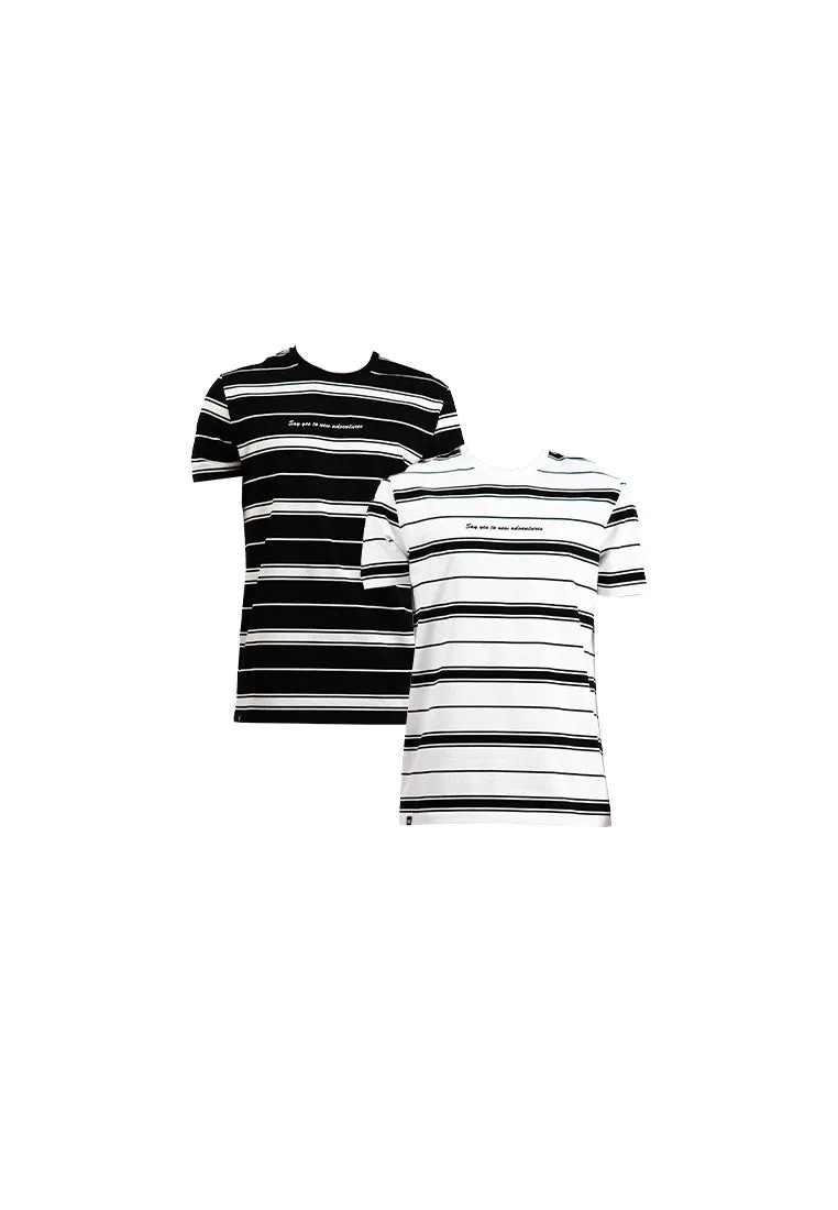 Forest Premium Premium Cotton Slim Fit Stripe Round Neck Tee T Shirt Men | Baju T Shirt Lelaki - 23857