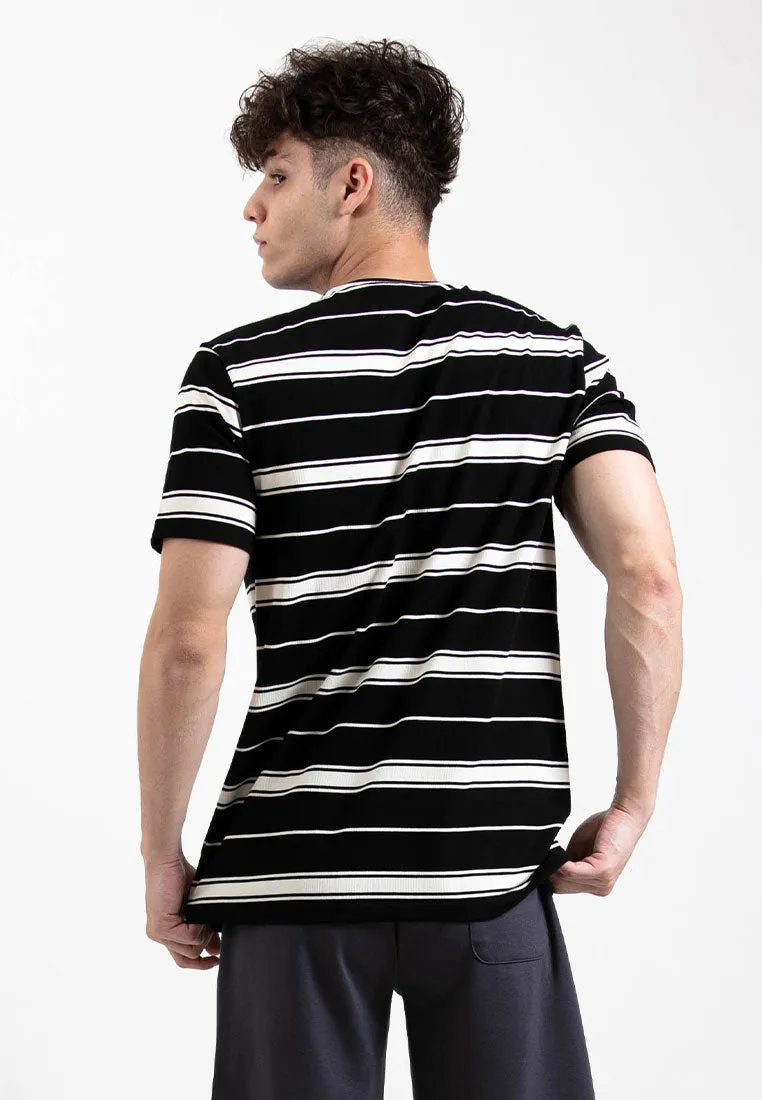 Forest Premium Premium Cotton Slim Fit Stripe Round Neck Tee T Shirt Men | Baju T Shirt Lelaki - 23857
