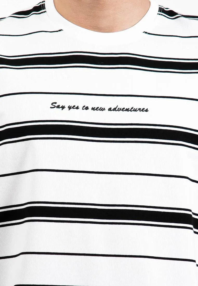 Forest Premium Premium Cotton Slim Fit Stripe Round Neck Tee T Shirt Men | Baju T Shirt Lelaki - 23857