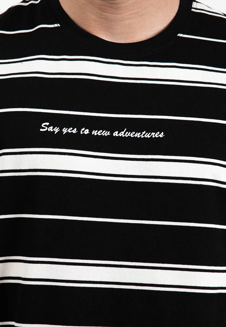 Forest Premium Premium Cotton Slim Fit Stripe Round Neck Tee T Shirt Men | Baju T Shirt Lelaki - 23857