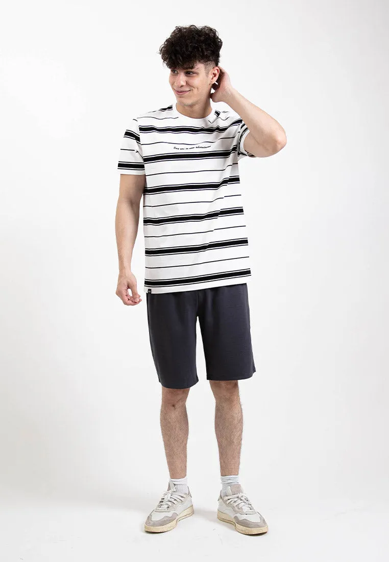 Forest Premium Premium Cotton Slim Fit Stripe Round Neck Tee T Shirt Men | Baju T Shirt Lelaki - 23857