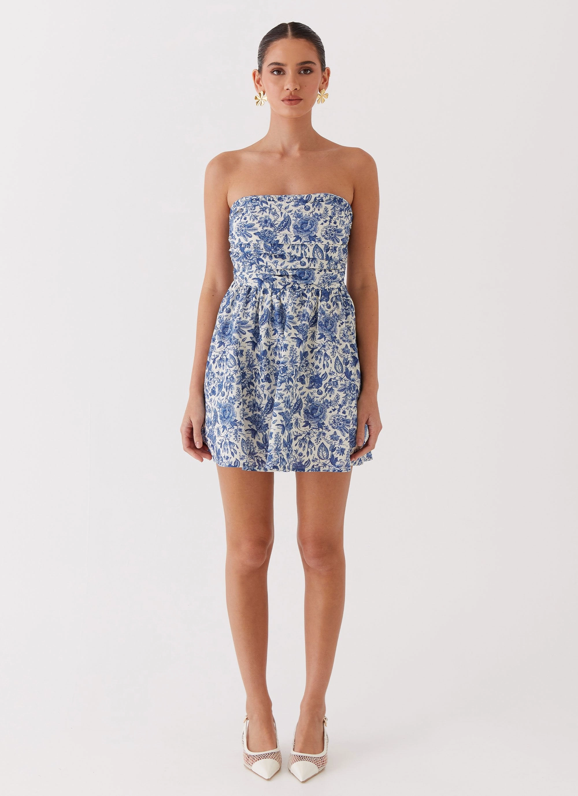 Forget Me Not Linen Mini Dress - Blue Paisley Lounge Fit Soft and Stylish