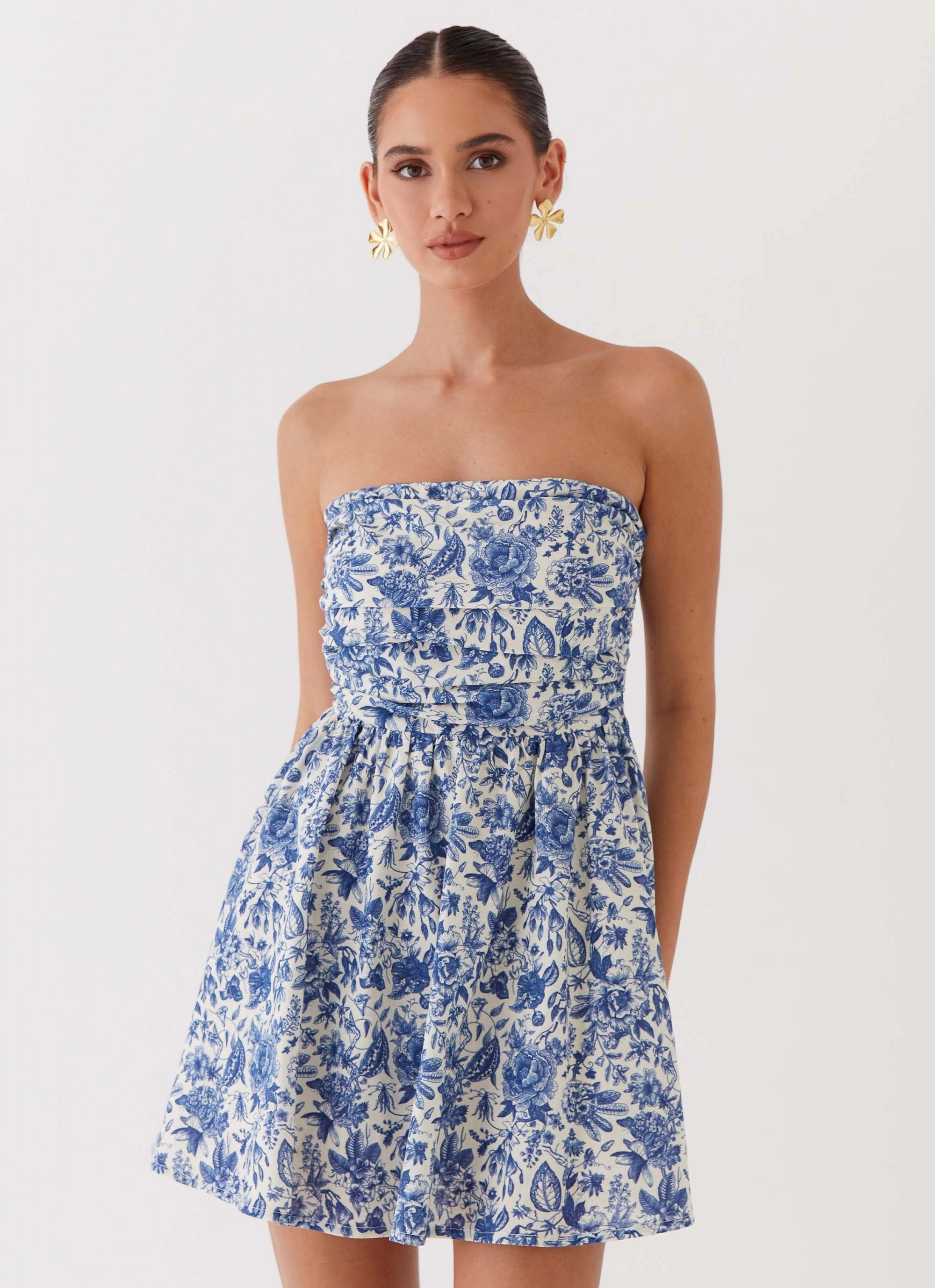 Forget Me Not Linen Mini Dress - Blue Paisley Trendy And Comfortable Everyday Comfort