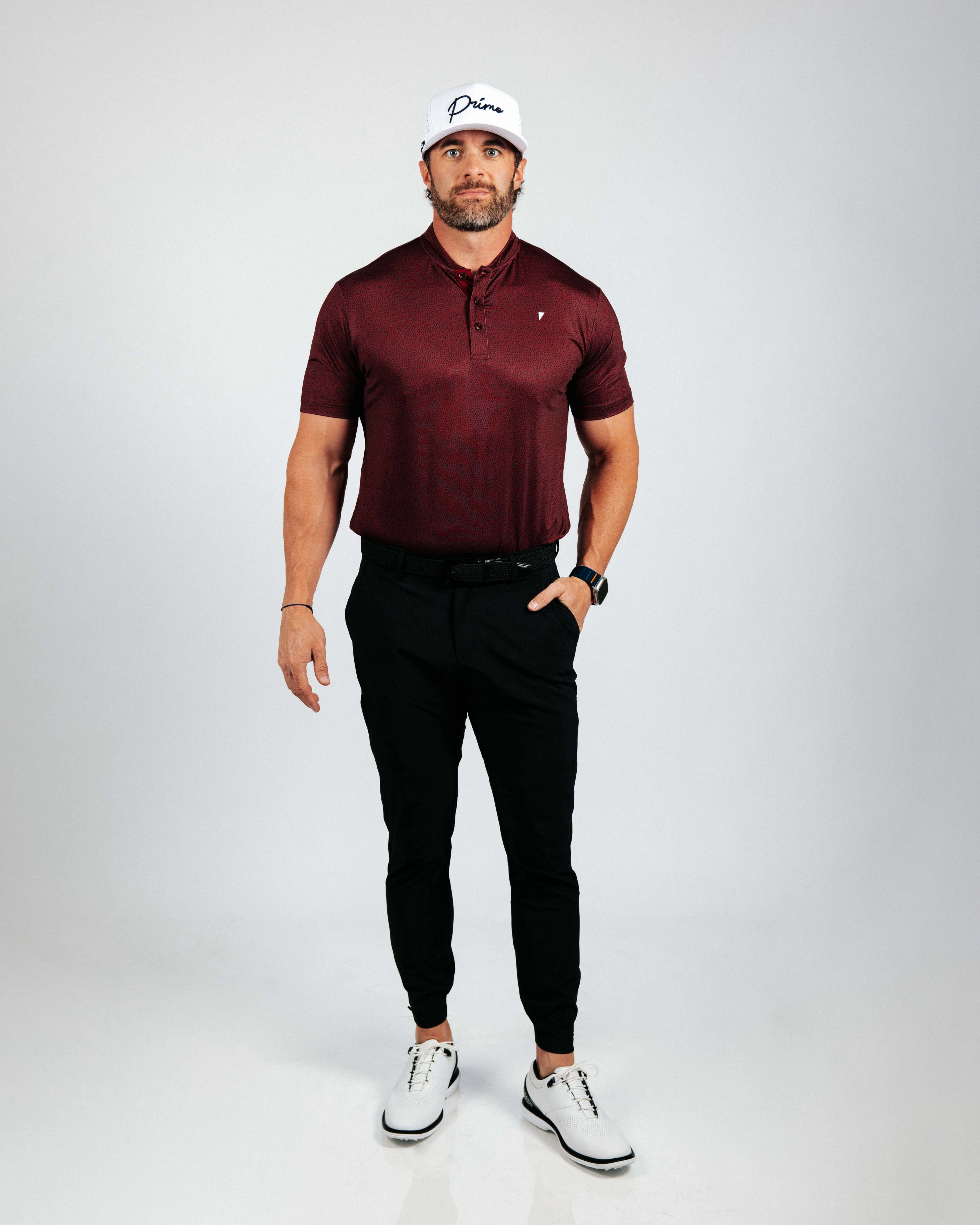 Maroon Pebble Blade Polo Hybrid Fabric Blend DropShoulder