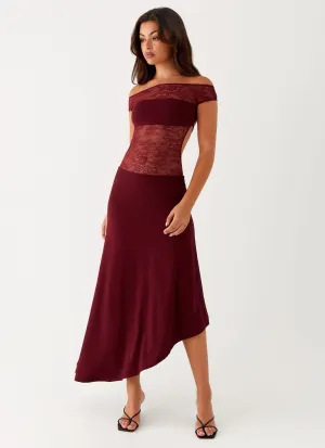 Francoise Lace Midi Dress - Burgundy Moment Light Art Spirit