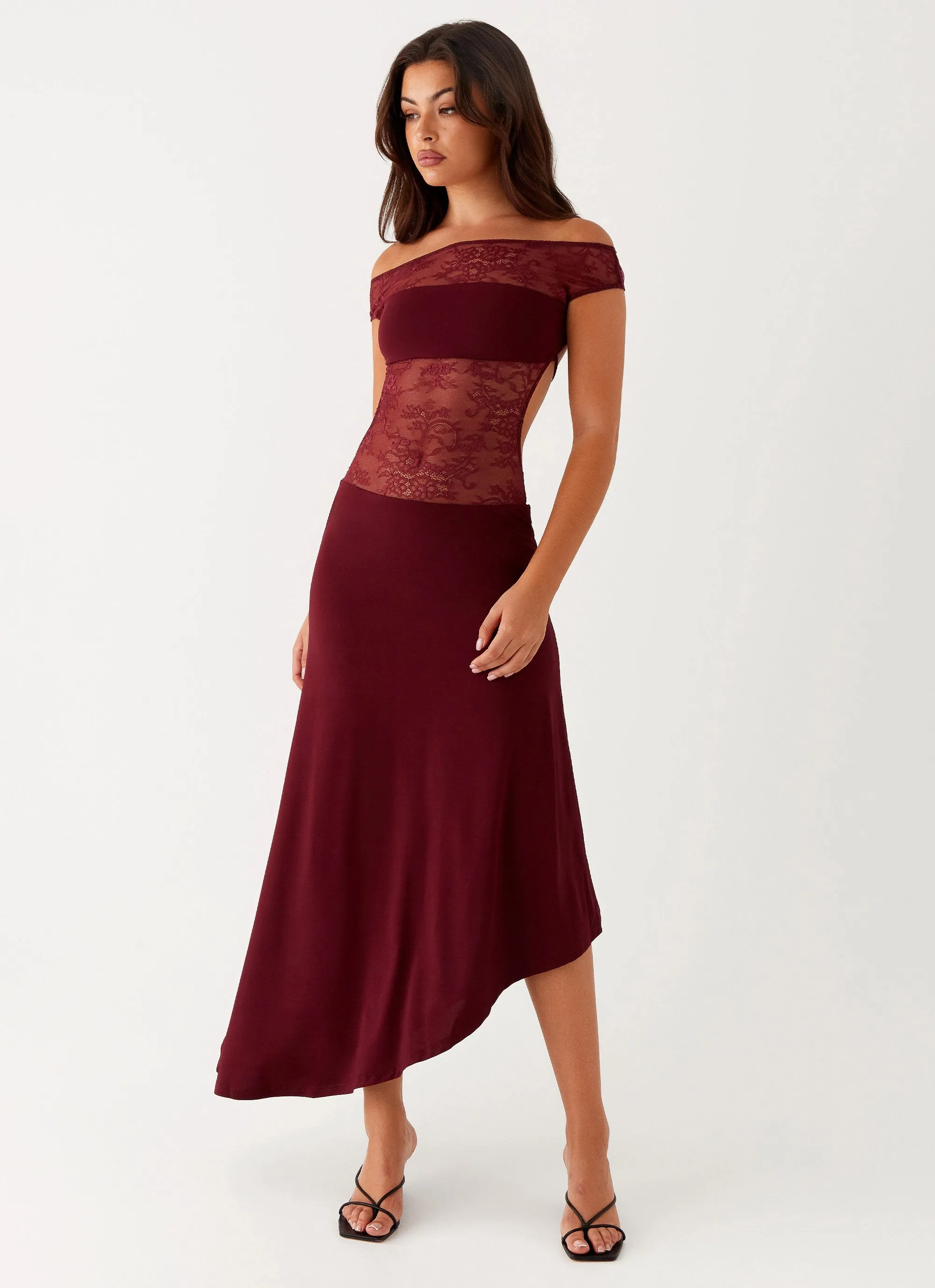 Francoise Lace Midi Dress - Burgundy Moment Light Art Spirit