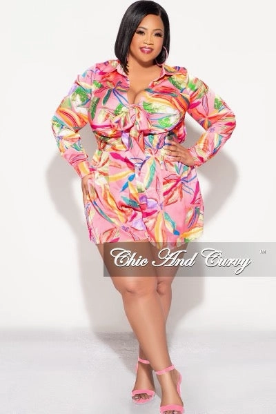 Trendy Vibe Final Sale Plus Size Satin Romper in Pink Floral Print