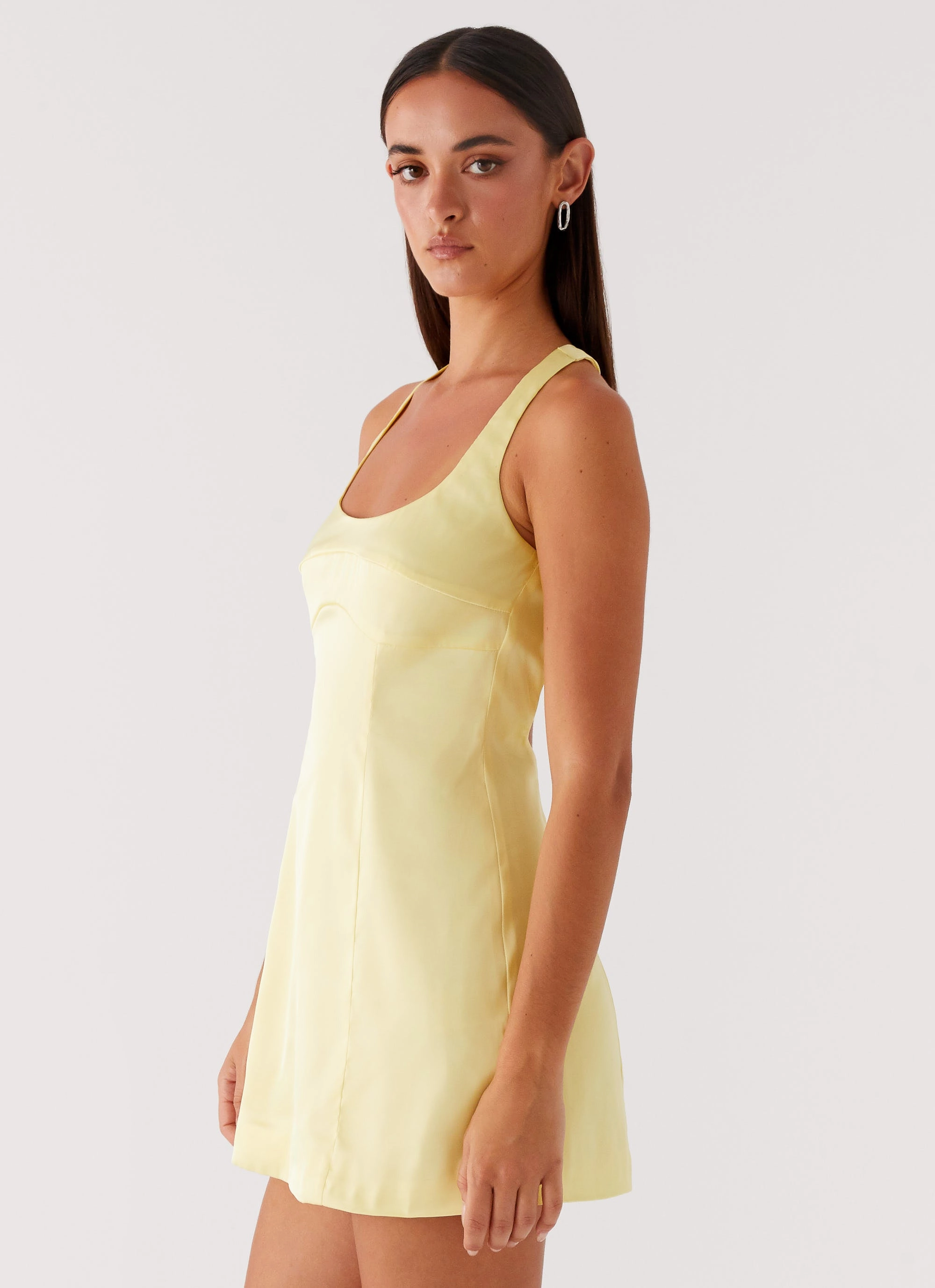 Minimal Cut Freefall Satin Mini Dress - Yellow