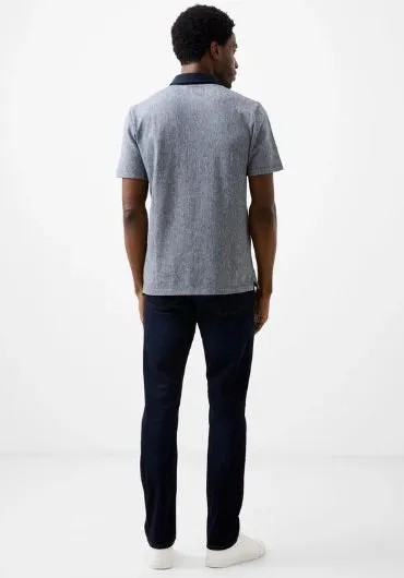 French Connection Graphic Zip Polo Shirt - Charcoal