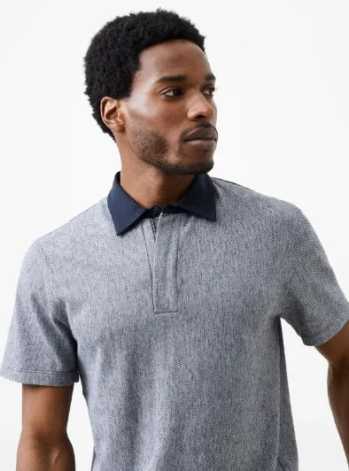 French Connection Graphic Zip Polo Shirt - Charcoal