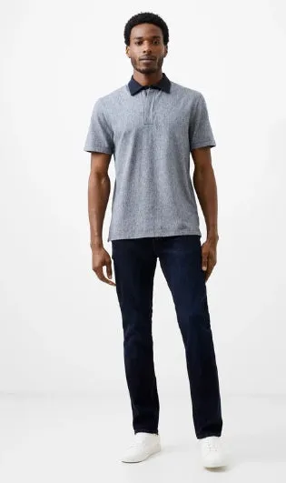 French Connection Graphic Zip Polo Shirt - Charcoal