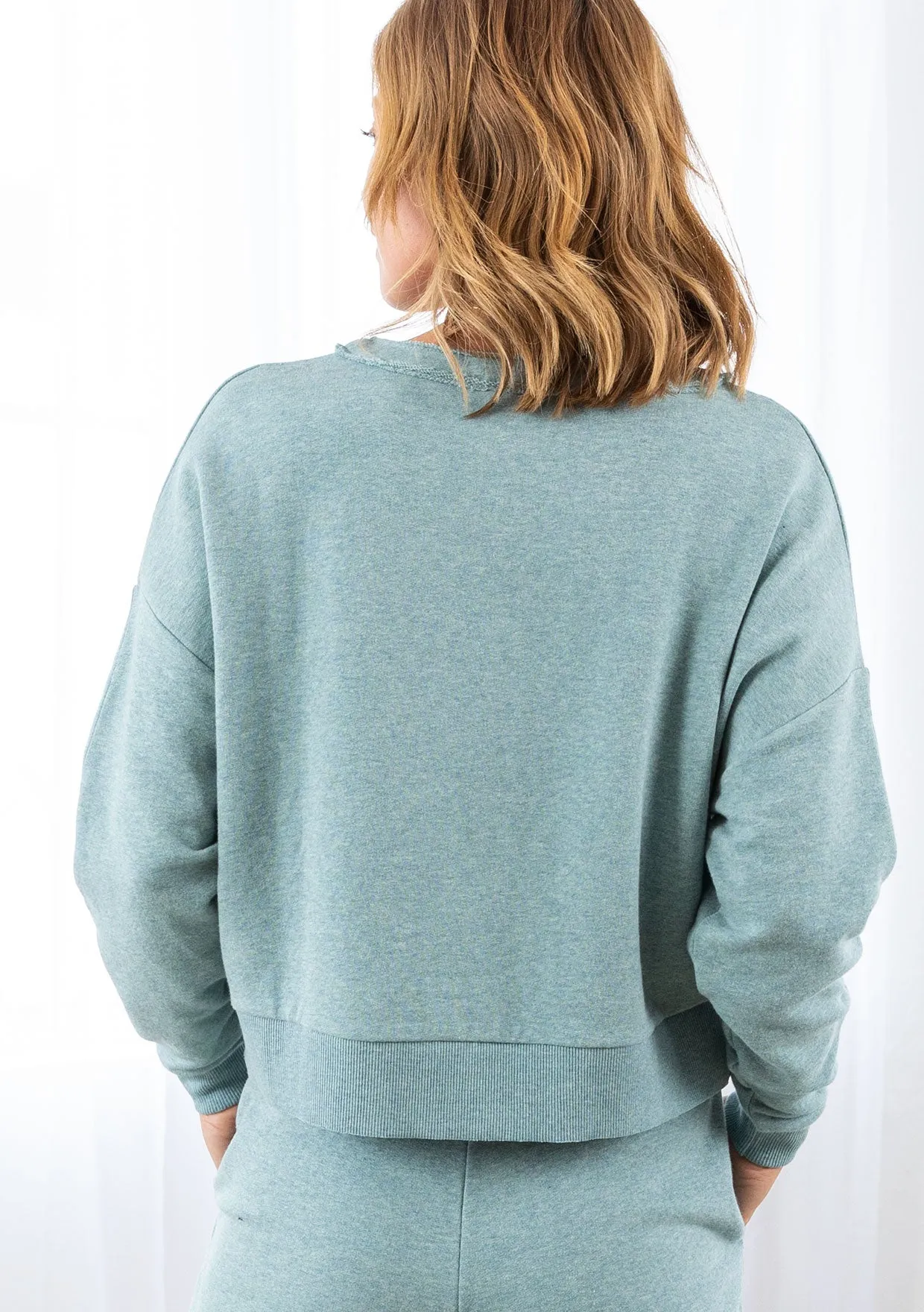 French Terry Long Sleeve Pullover Knit Top