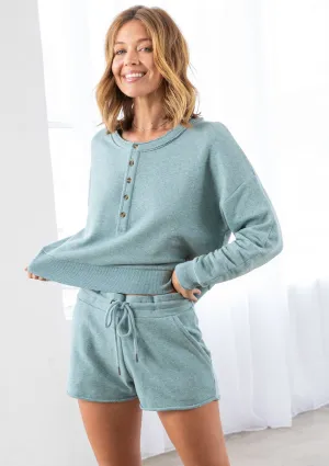 French Terry Long Sleeve Pullover Knit Top