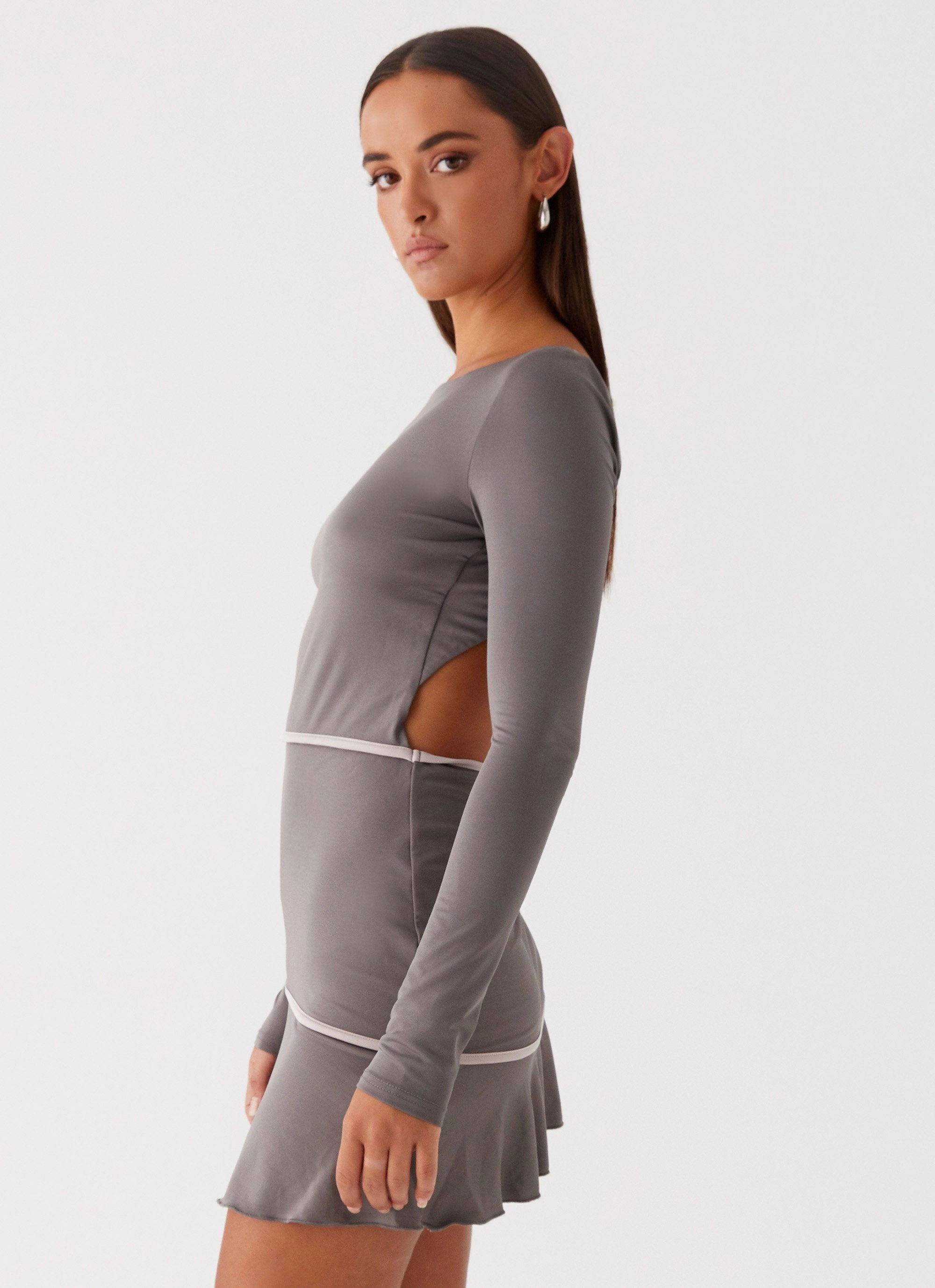 French Flirt Mini Dress - Charcoal Perfect Cut Travel piece