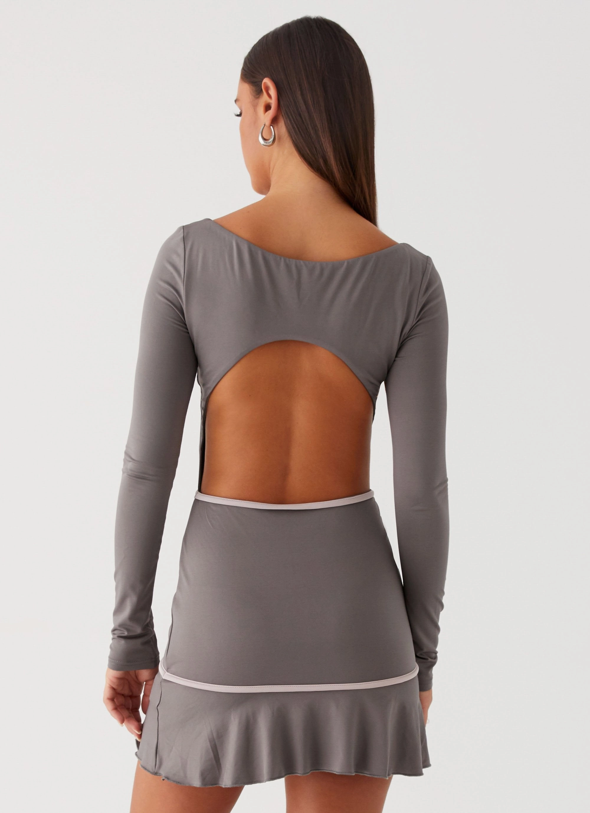 French Flirt Mini Dress - Charcoal Back-Pocket Trend Texture