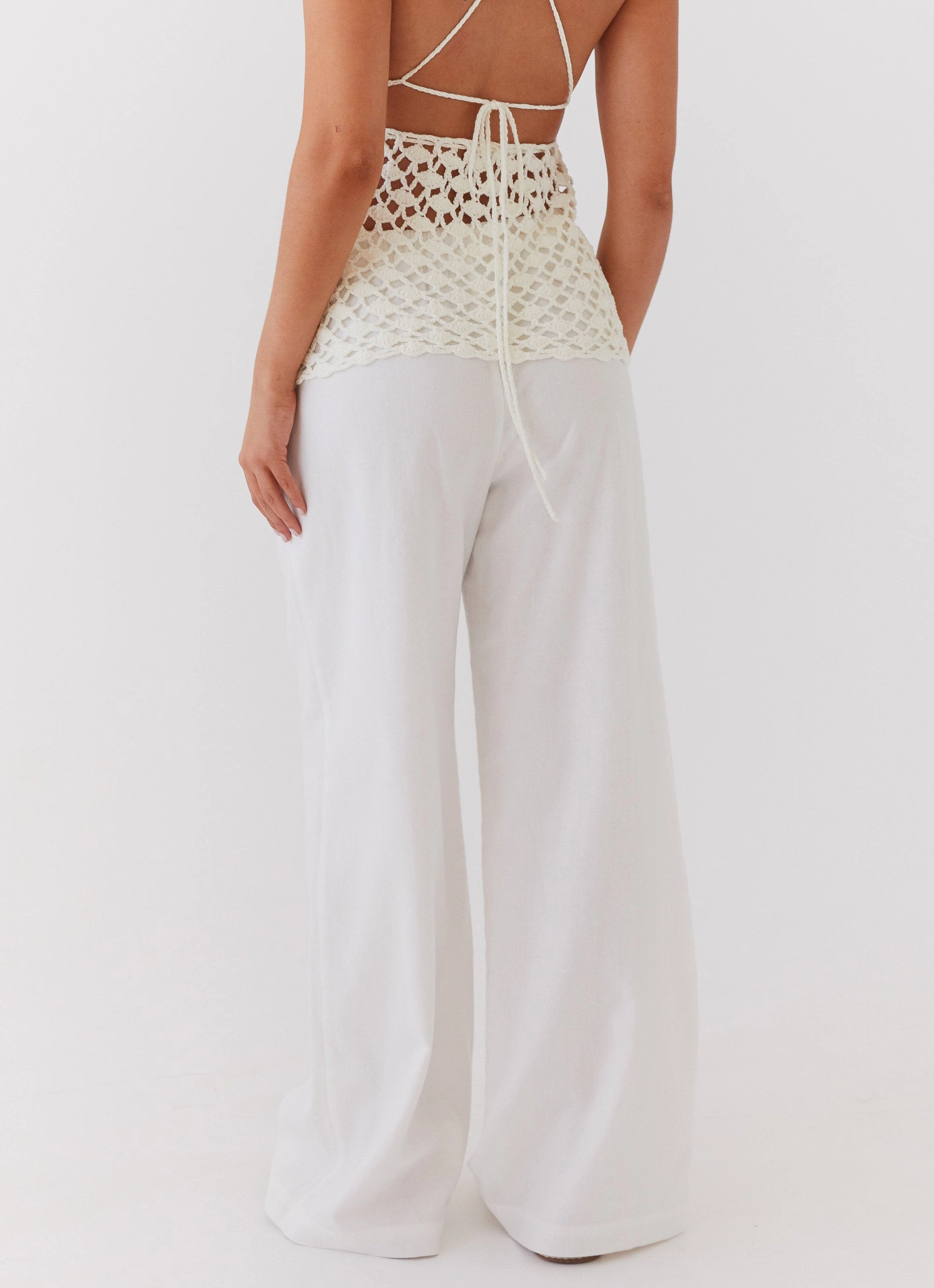 All Day Wear Comfort Moisture Wicking Technology Fresh Face Linen Pants - White