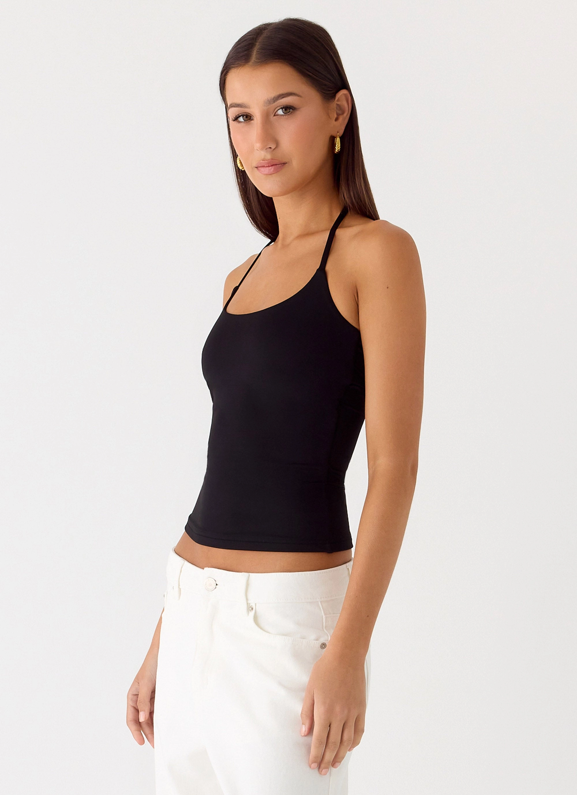 Chauncey Halter Top - Black LowProfile Zipper Sleeveless Top