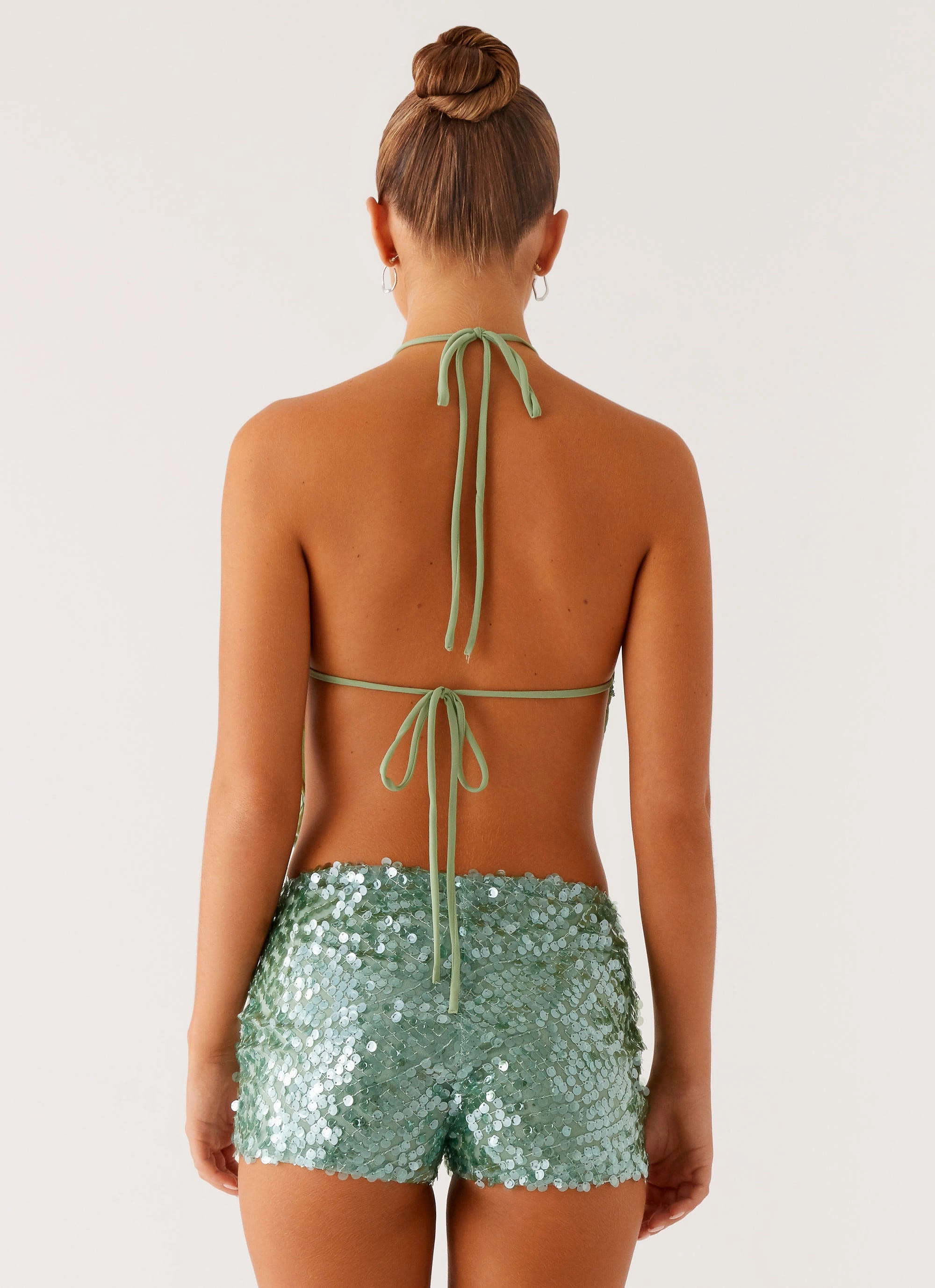 Elasticated Trim Jonti Halterneck Top - Mint