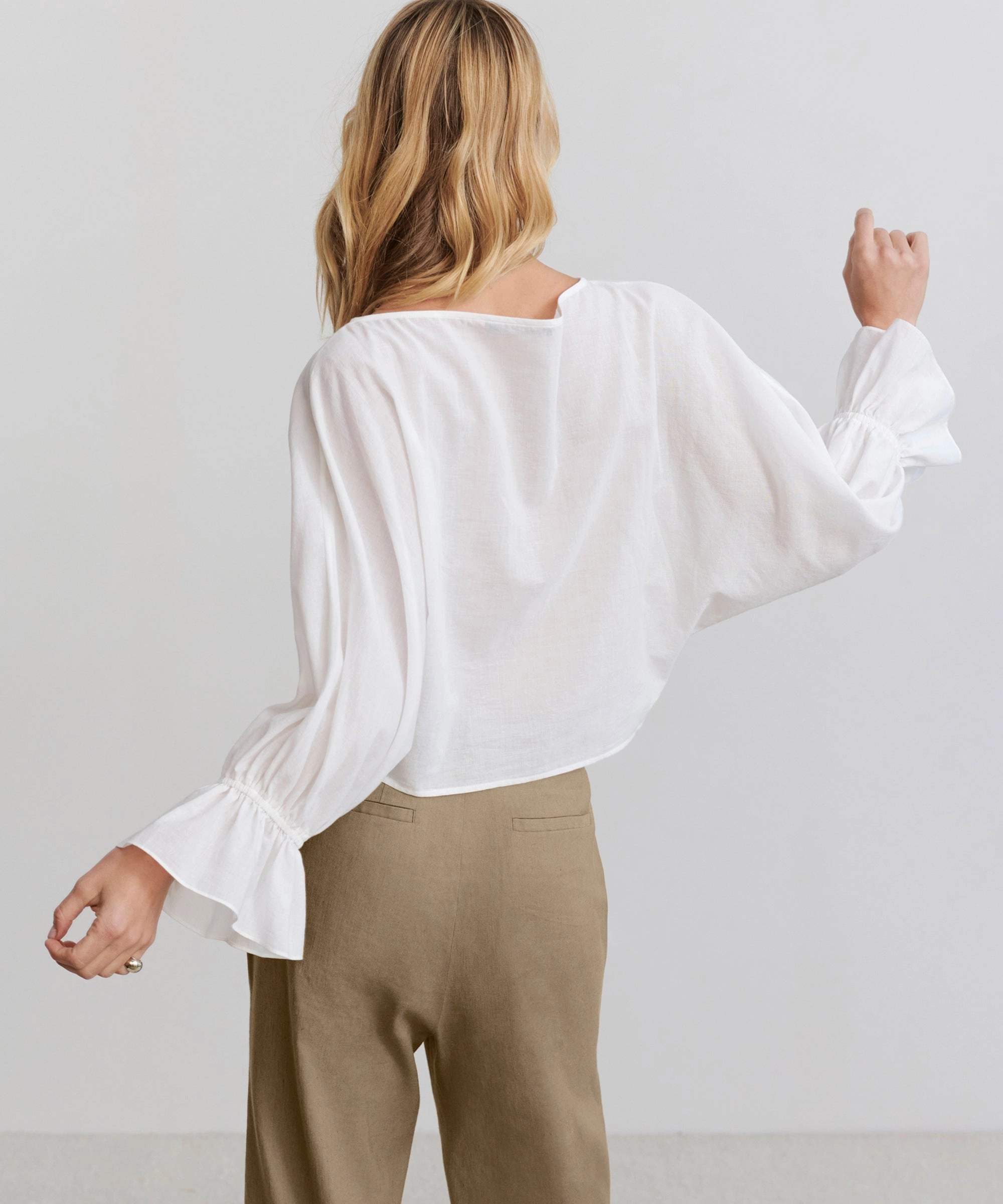 Seamless Construction Design FrenchTerry Cape Blouse