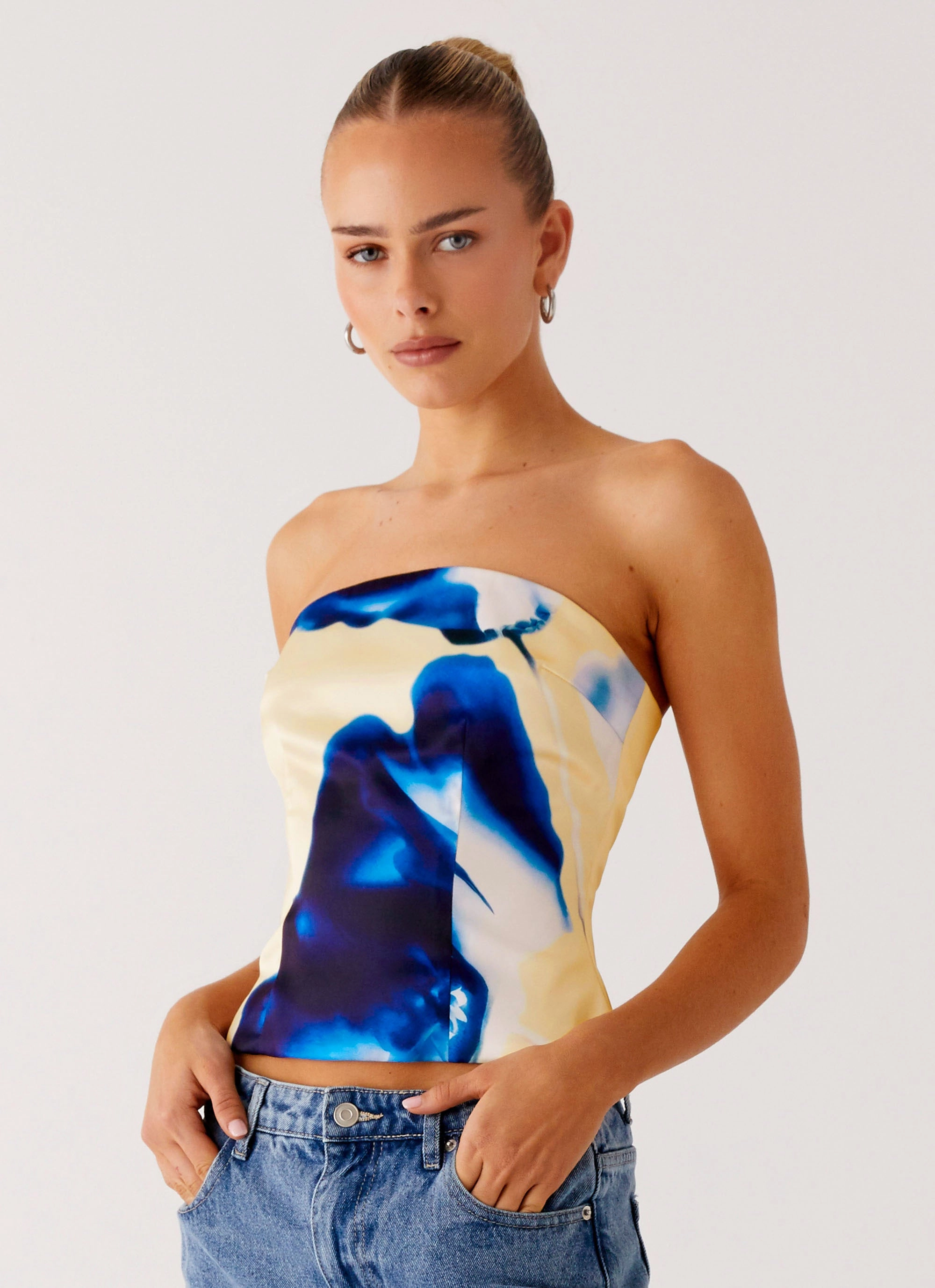 Dreamy Skies Strapless Top - Heirloom Floral DoubleStitching