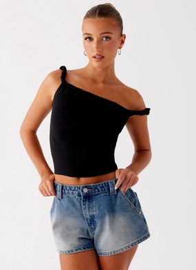 Anti Snag Threading Frida Denim Shorts - Vintage Wash Blue