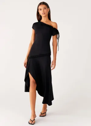 Downtown Midi Dress - Black Subtle Detail