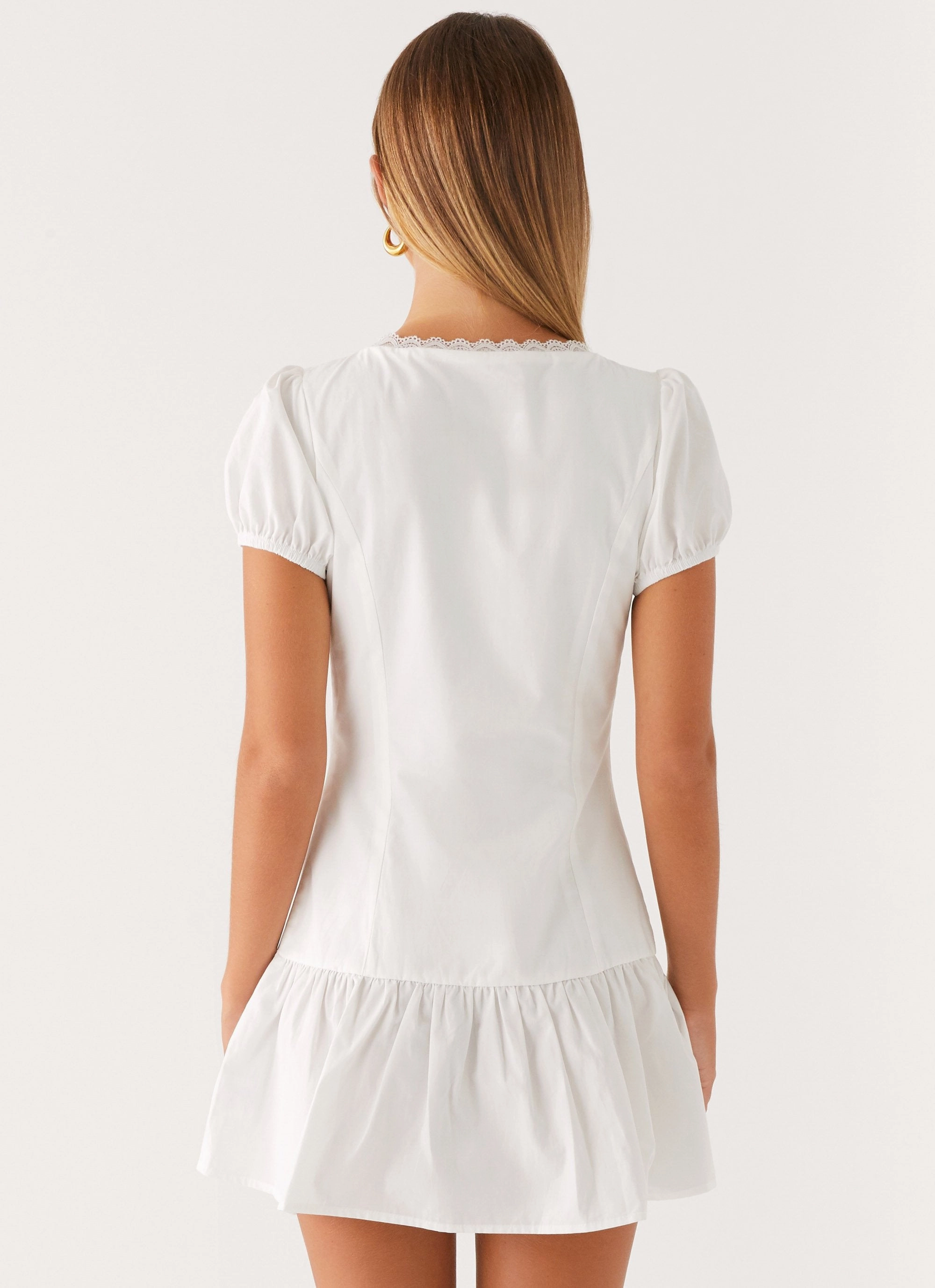 Lace-Edge Subtle Mood Simply Yours Mini Dress - White