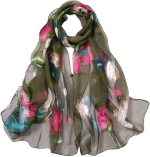 FUDERU Scarf for Women Men Winter Warm Scarves Soft Wrap Shawl Long Scarf Fashion Women Silk Roses Printing Scarf