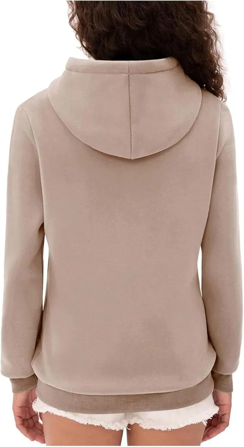 Full Zip Up Hoodie for Women Casual Long Sleeve Hoodie Sweatshirts Hoodie Jackets Soild Color Tops