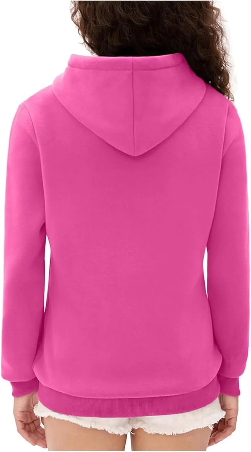 Full Zip Up Hoodie for Women Casual Long Sleeve Hoodie Sweatshirts Hoodie Jackets Soild Color Tops