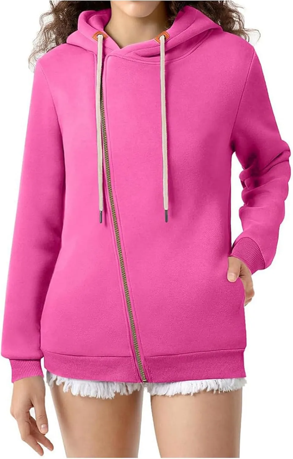 Full Zip Up Hoodie for Women Casual Long Sleeve Hoodie Sweatshirts Hoodie Jackets Soild Color Tops