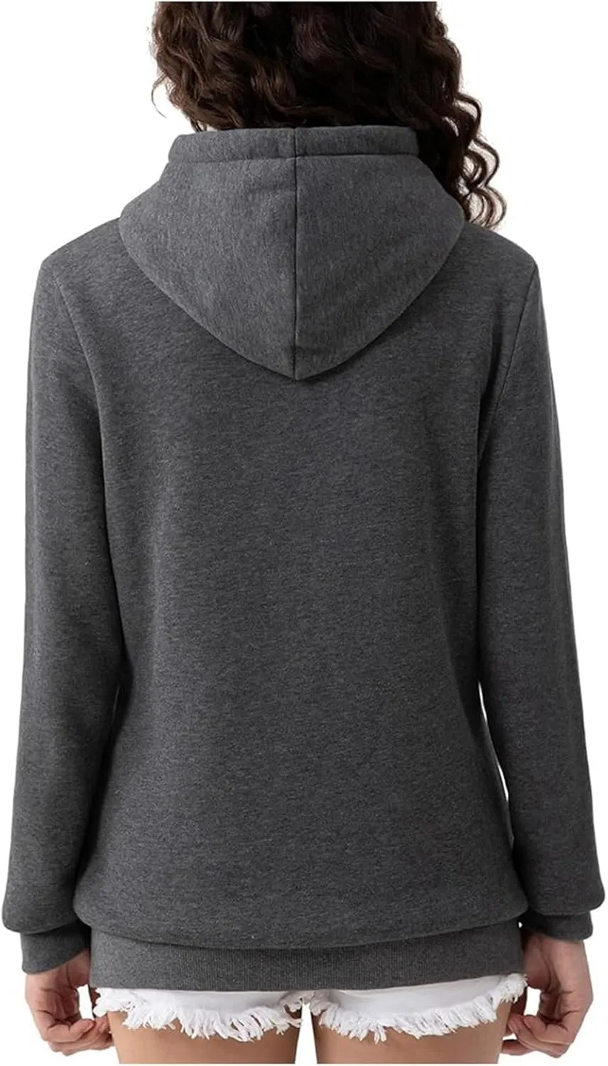 Full Zip Up Hoodie for Women Casual Long Sleeve Hoodie Sweatshirts Hoodie Jackets Soild Color Tops