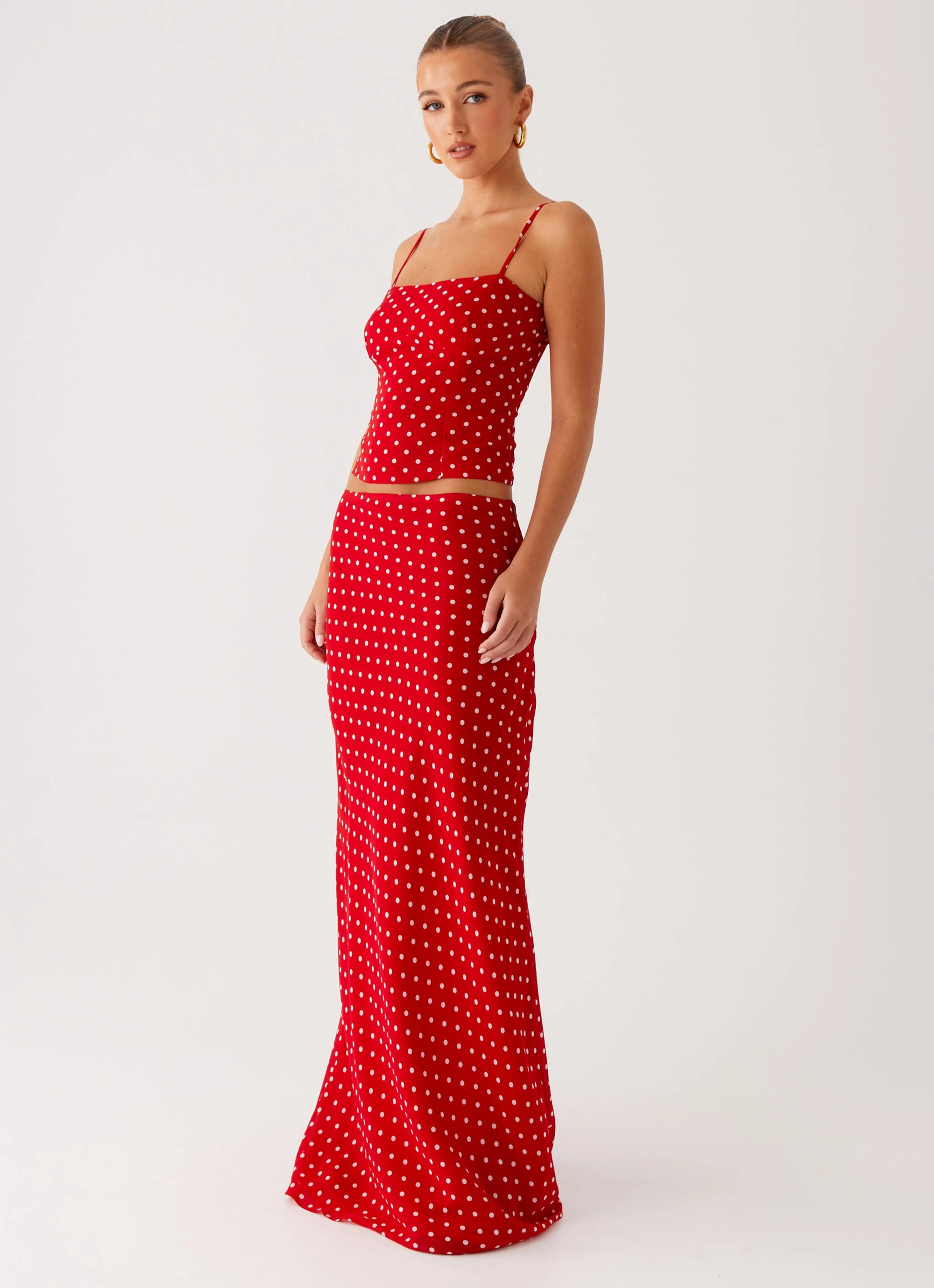 Bendita Maxi Skirt - Red Polka Dot LowProfileStitching