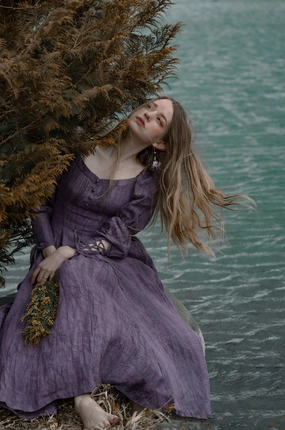 PHOENIX 24 | REGENCY LACE-UP LINEN DRESS FunctionalZipper