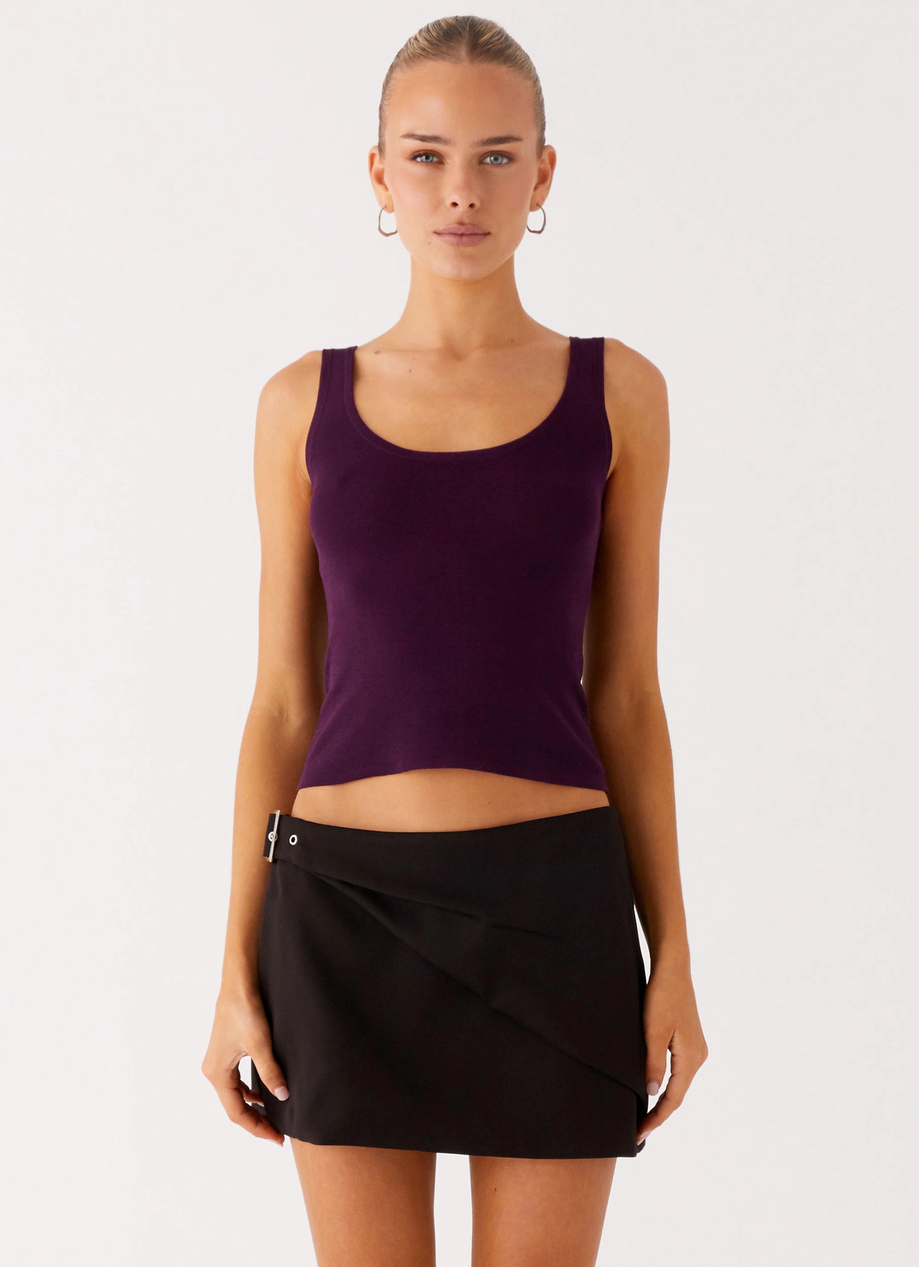 FlatlockStitching OEKOTEX Certified Fabric No Signal Knit Top - Plum