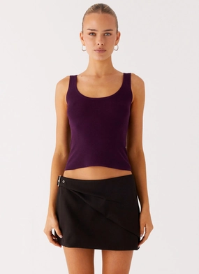 FlatlockStitching OEKOTEX Certified Fabric No Signal Knit Top - Plum