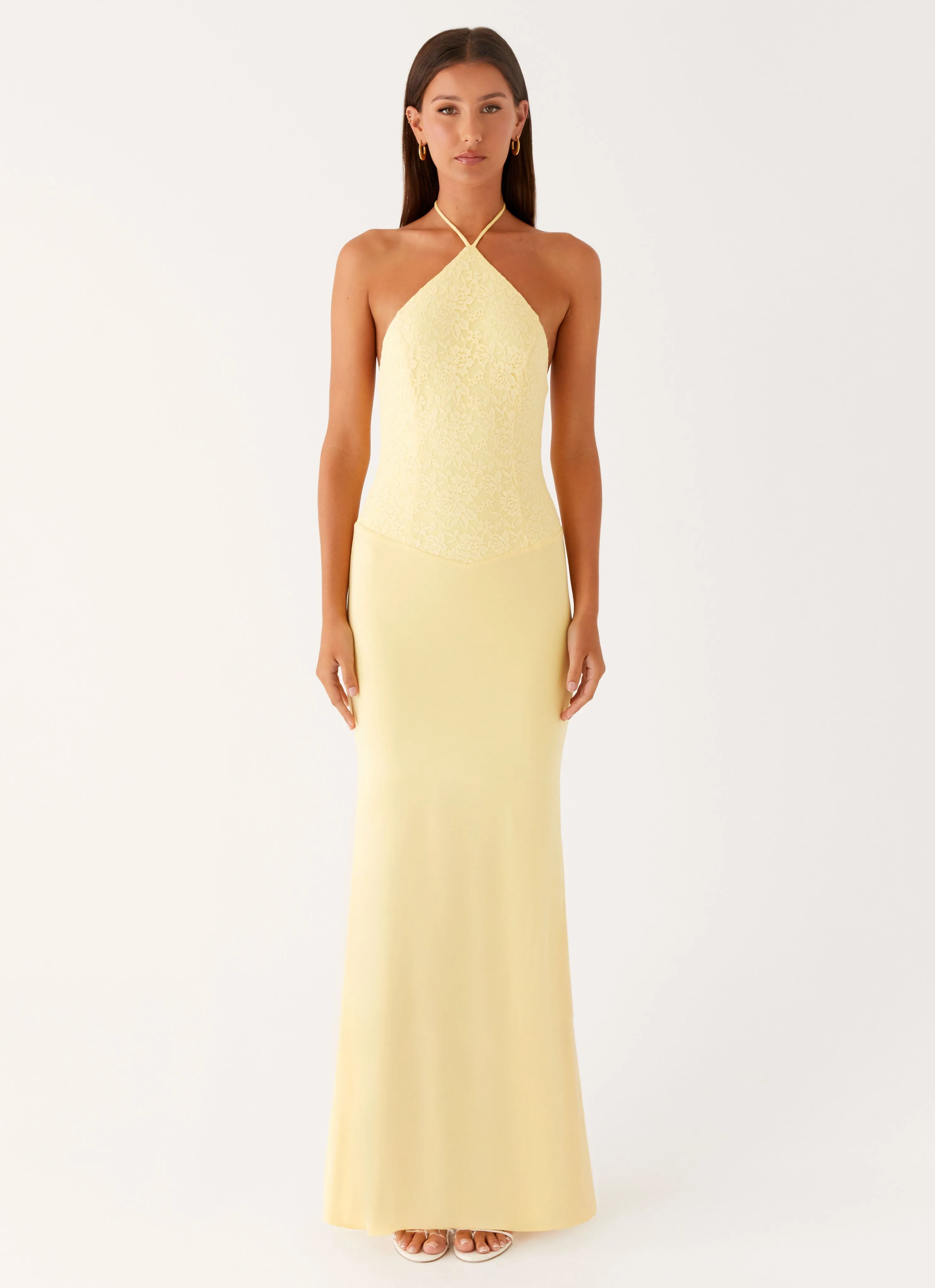 Fiesta Halter Maxi Dress - Sunny Yellow Crisp Look