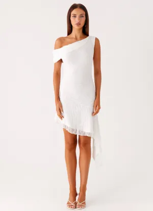 Work Chic Rylee One Shoulder Midi Dress - White